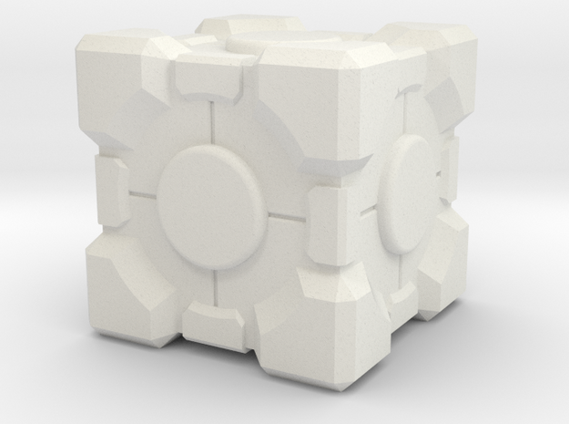 Weighted Portal Cube - Flat - 1" (100% Accurate) in White Natural Versatile Plastic