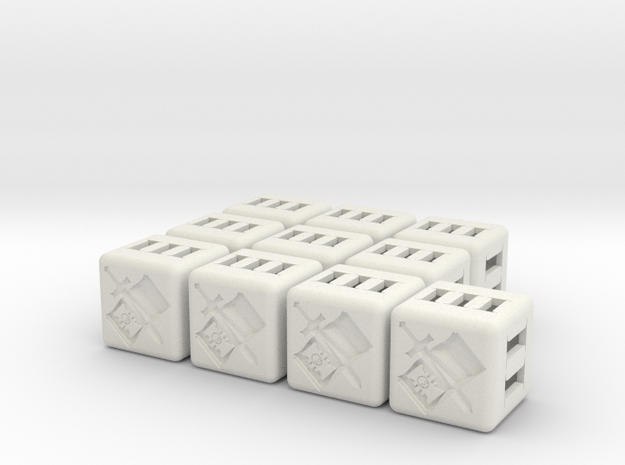 Grey Knights Dice - 10 pack (20mm) in White Natural Versatile Plastic
