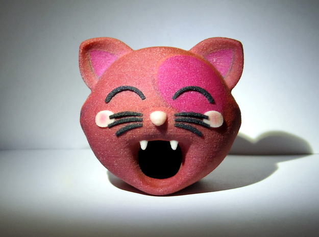 Funny Cat Head 50mm in Full Color Sandstone