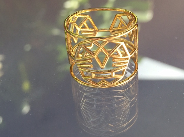 3 WARRIORS RING  - US 7 1/2 - EUR 56 1/2 in 14k Gold Plated Brass
