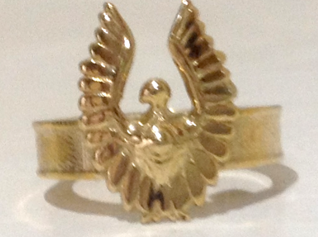 Baneful Bird Ring, Size 8.5 in Polished Brass