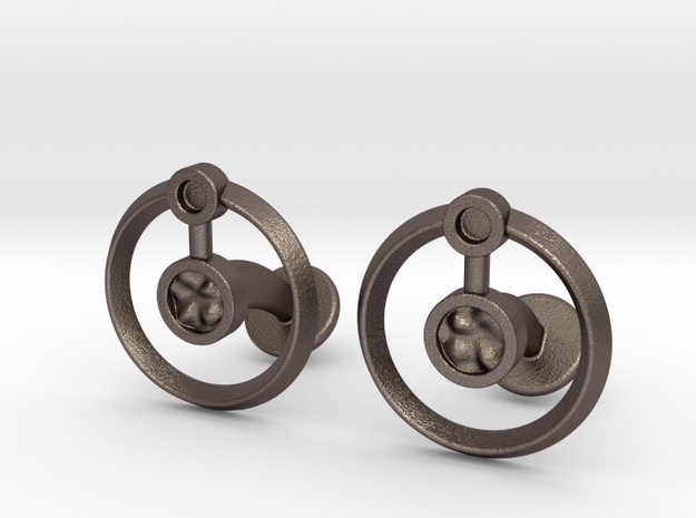 Hydrogen Cufflink in Polished Bronzed Silver Steel