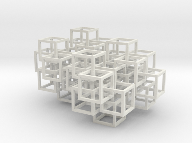  Interlocked Cubes in White Natural Versatile Plastic