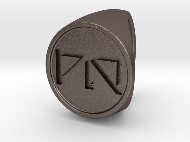Custom Signet Ring 24 in Polished Bronzed Silver Steel