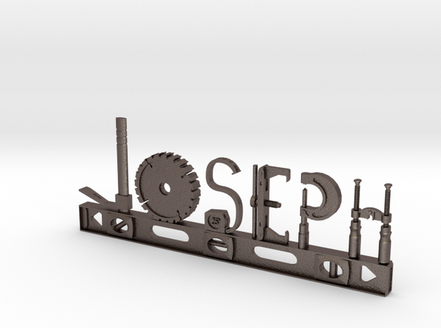 Joseph Nametag in Polished Bronzed Silver Steel