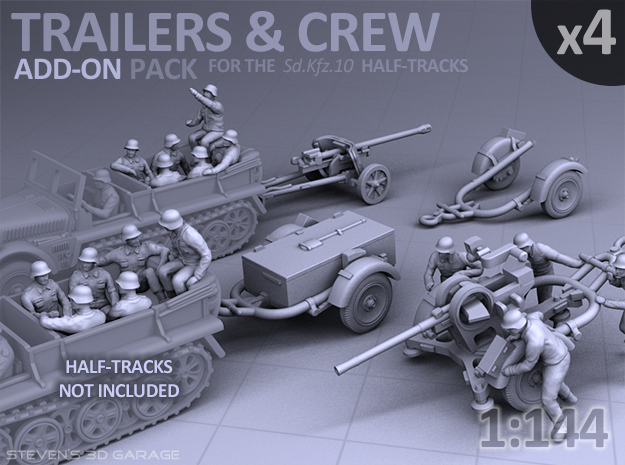 Trailers & Crew : Add-on (4 pack) in Smooth Fine Detail Plastic