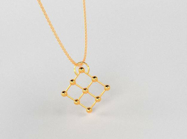 9 point pendant in 14k Gold Plated Brass