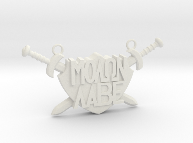 'Molon Labe' Pendant in White Natural Versatile Plastic