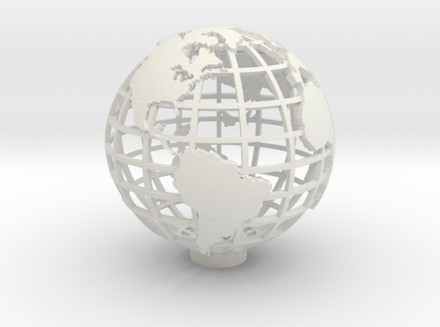 Gridded Globe for Mercator Projection 12cm in White Natural Versatile Plastic