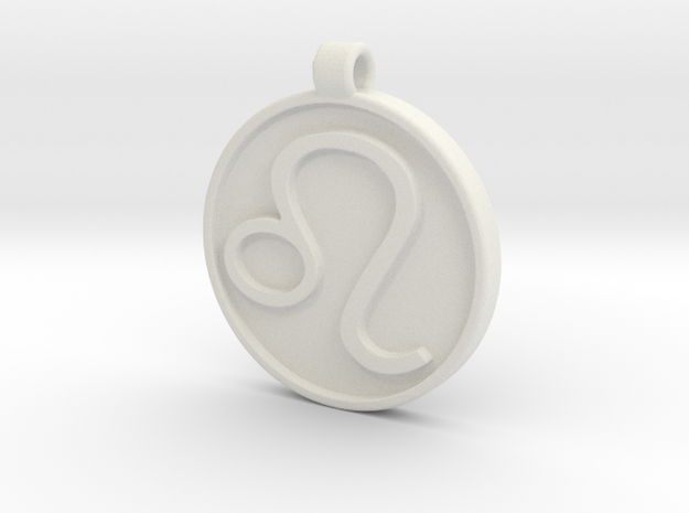 Zodiac KeyChain Medallion-LEO in White Natural Versatile Plastic