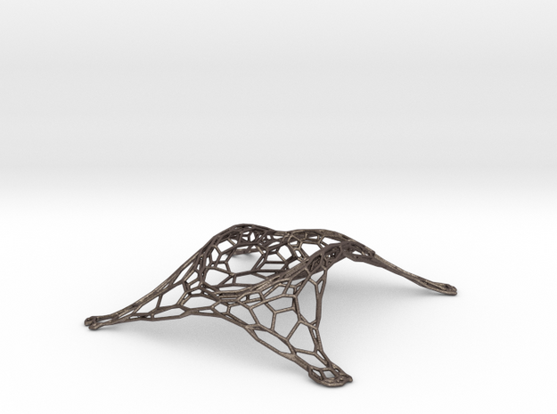 Tessellated Wine Bottle Stand in Polished Bronzed Silver Steel