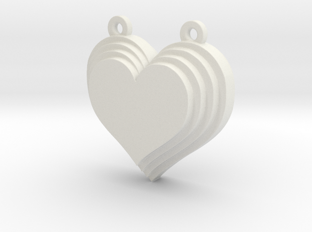Terracing Heart Pendant in White Natural Versatile Plastic