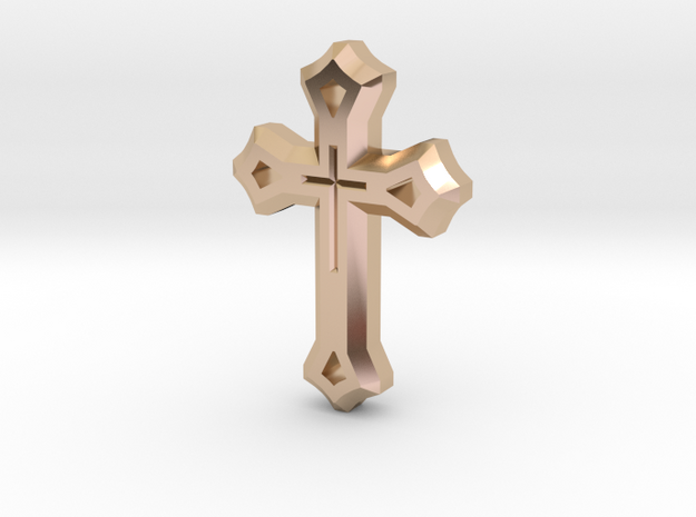 West Syriac Cross 50mm in 14k Rose Gold Plated Brass