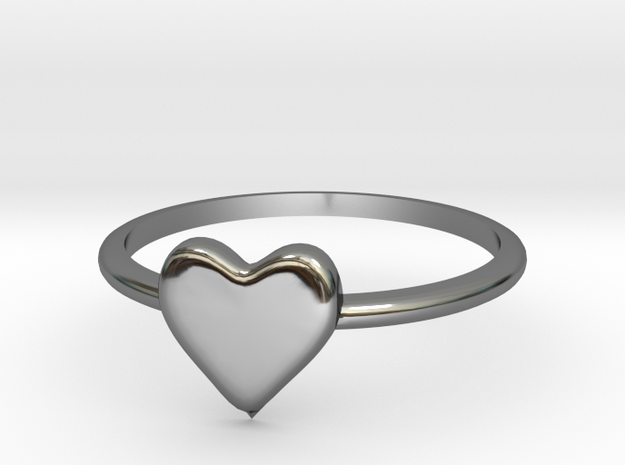 Heart-ring-solid-size-11 in Fine Detail Polished Silver