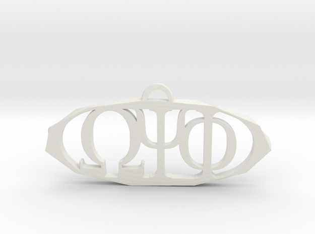 Omega Psi Phi Pendant in White Natural Versatile Plastic