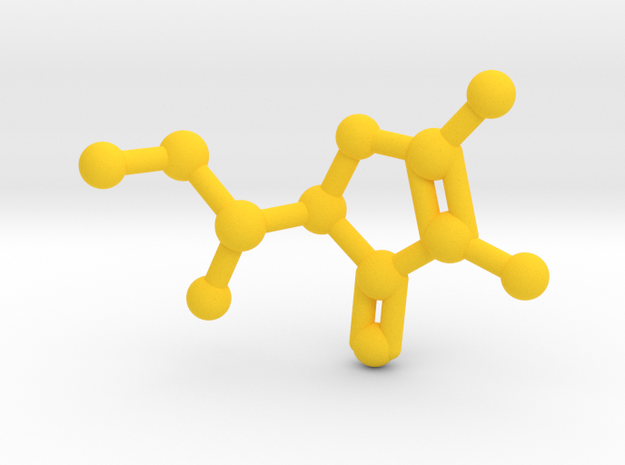 Vitamin C Molecule Pendant Keychain in Yellow Processed Versatile Plastic