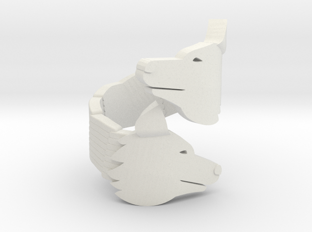 Wolf Head Ring in White Natural Versatile Plastic