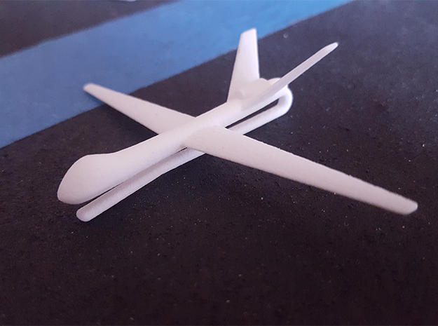 UAV Reaper Drone Tie Clip/Bar in White Processed Versatile Plastic