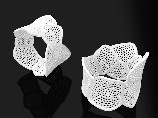 Double Voronoi Bracelet (v1) in White Processed Versatile Plastic