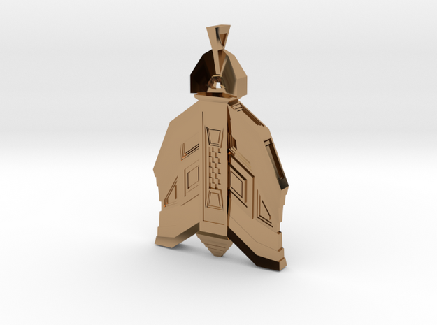 Mayan Architecture Inspired Amulet in Polished Brass