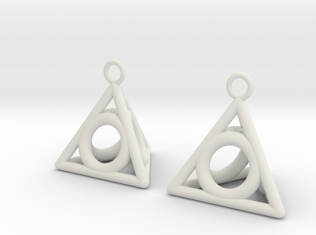 Pyramid triangle earrings serie 3 type 4 in White Natural Versatile Plastic