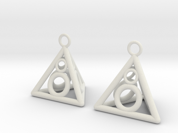 Pyramid triangle earrings serie 3 type 3 in White Natural Versatile Plastic