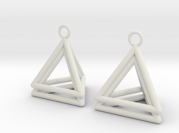 Pyramid triangle earrings type 4 in White Natural Versatile Plastic