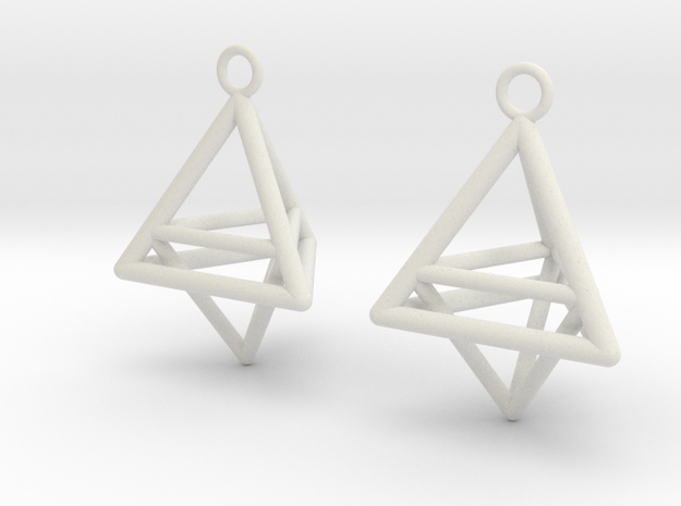 Pyramid triangle earrings type 10 in White Natural Versatile Plastic
