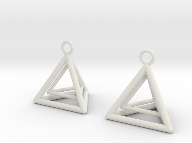 Pyramid triangle earrings type 9 in White Natural Versatile Plastic