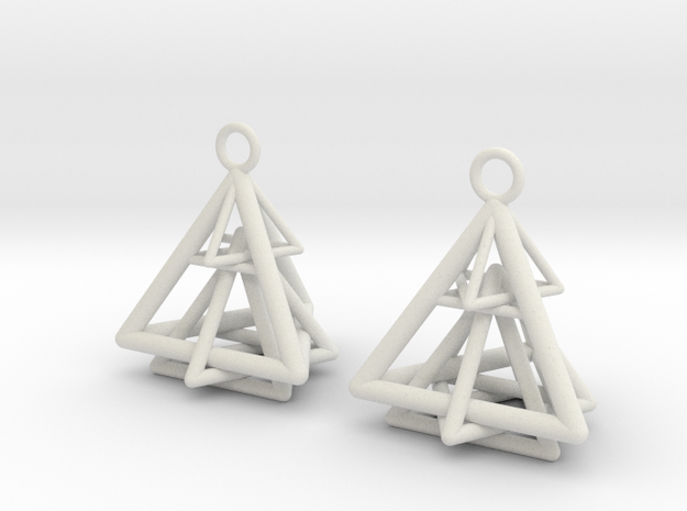 Pyramid triangle earrings type 15 in White Natural Versatile Plastic