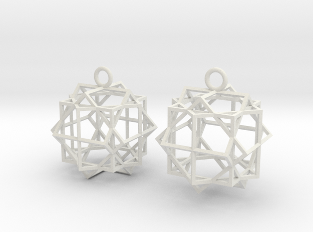 Cube square earrings in White Natural Versatile Plastic