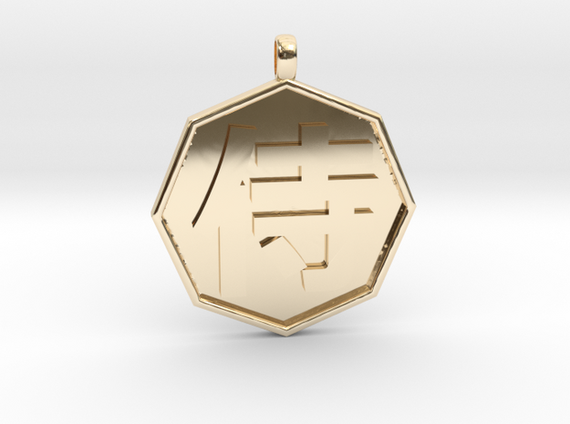Samurai pendant in 14K Yellow Gold