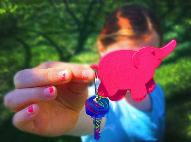 Baby Elephant in Pink Processed Versatile Plastic