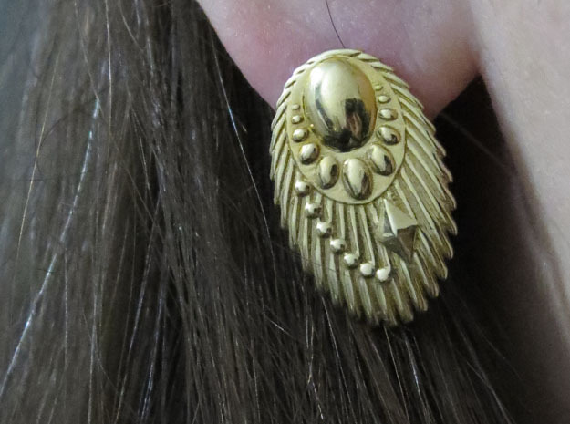 Earring 01 in Polished Brass