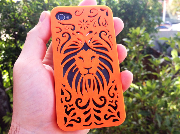 Lion Floral Iphone Case 4/4s in Orange Processed Versatile Plastic