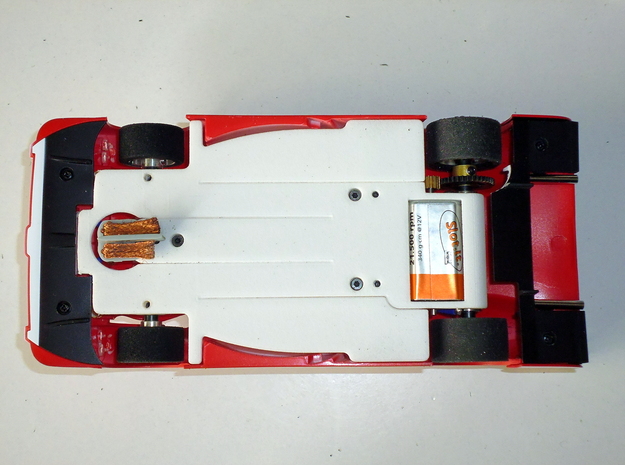 Slot car chassis for GT1 1/28 in White Natural Versatile Plastic