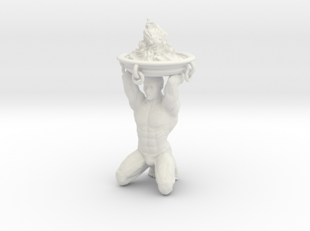 Brazier: Brazier in the form of a crouching human  in White Natural Versatile Plastic