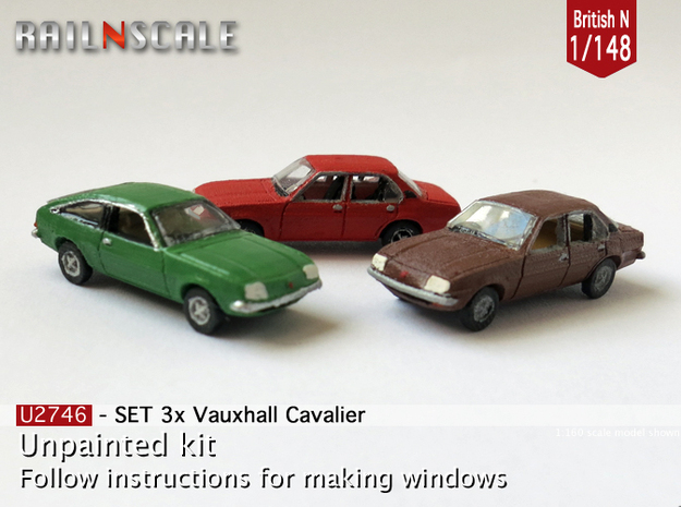SET 3x Vauxhall Cavalier (British N 1:148) in Tan Fine Detail Plastic