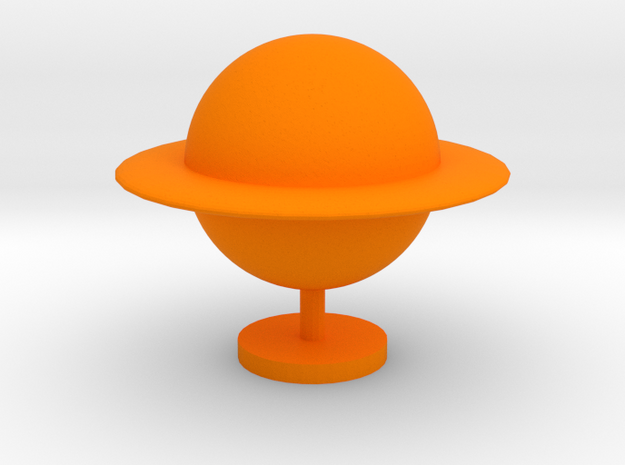 Game Piece, Ringed Planet in Orange Processed Versatile Plastic