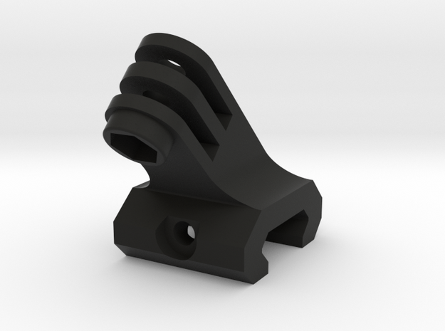 Picatinny to GoPro adapter at 45 degrees in Black Natural Versatile Plastic