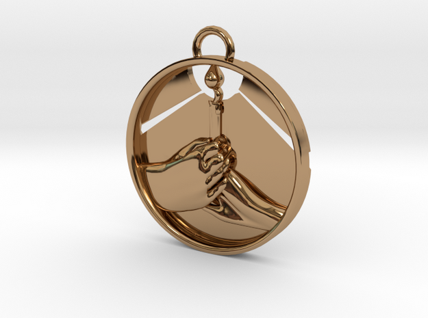 "Love Shares the Light" Pendant in Polished Brass