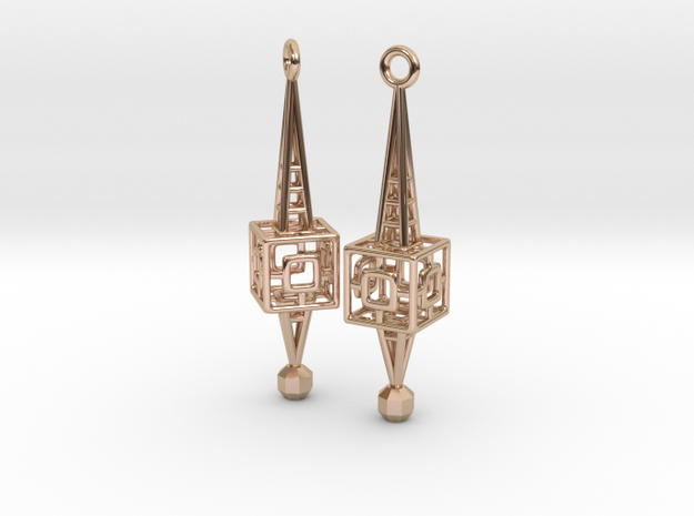 Lattice Earrings in 14k Rose Gold Plated Brass