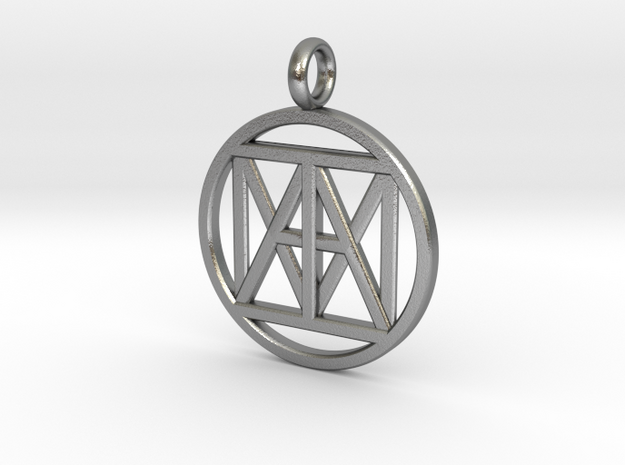 United "I AM" 3d Pendant 38mm Silver Dollar size in Natural Silver