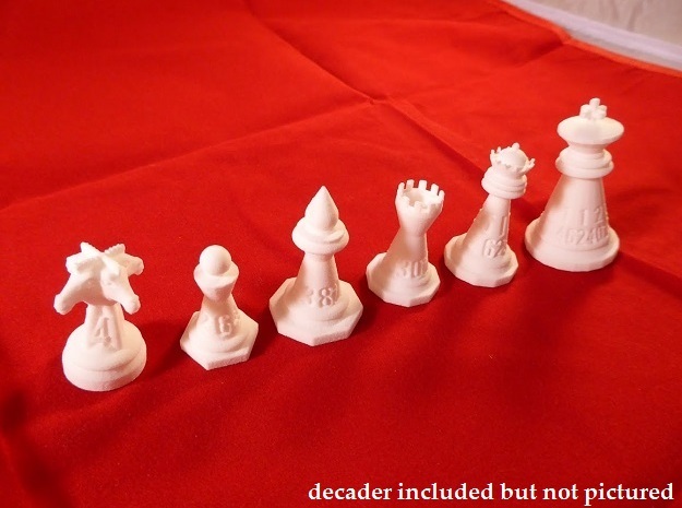 7 Chess Piece Dice Set 3d printed 6 of the 7 pieces in WSF