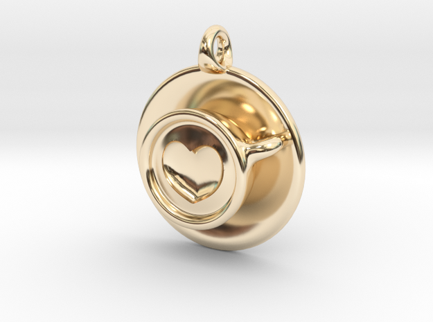 Coffee Love Pendant in 14k Gold Plated Brass