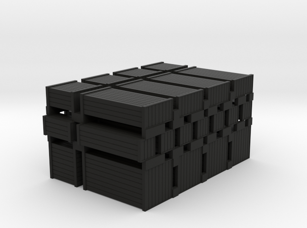 Wood Crates Various Sizes - HO 87:1 Scale in Black Natural Versatile Plastic