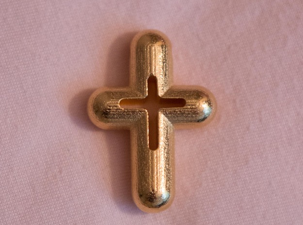 Cross in Polished Gold Steel