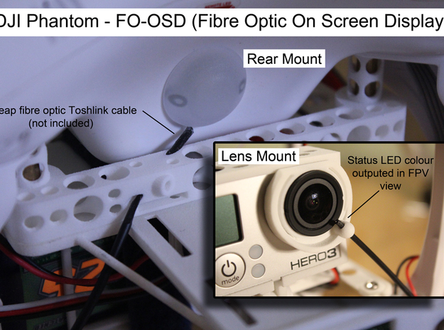 DJI Phantom FO-OSD (Fibre Optic OSD) - d3wey in White Natural Versatile Plastic