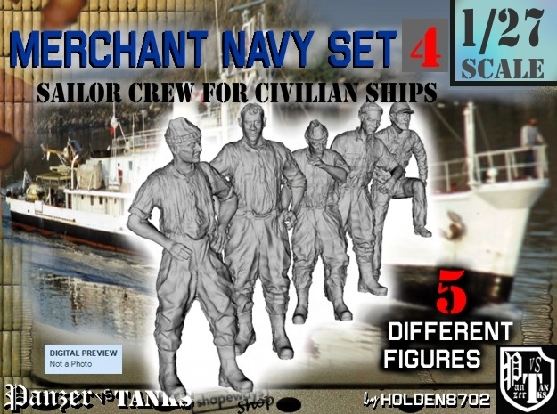 1-27 Merchant Navy Crew Set 4 in White Natural Versatile Plastic