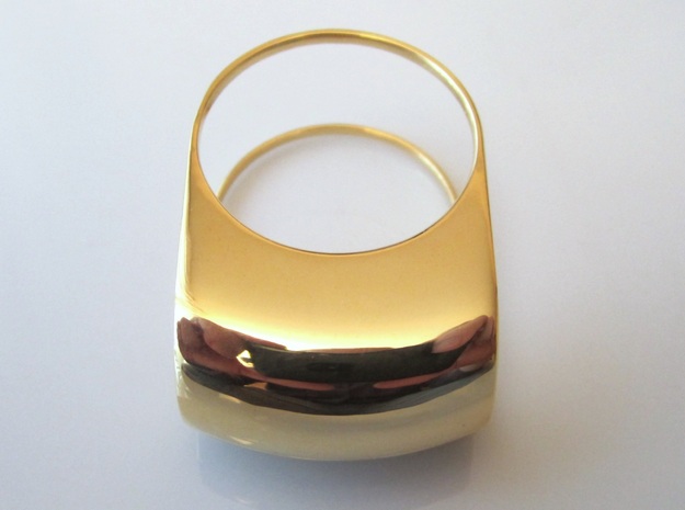Lid for Compact Pillbox Ring - size 10 in 18k Gold Plated Brass